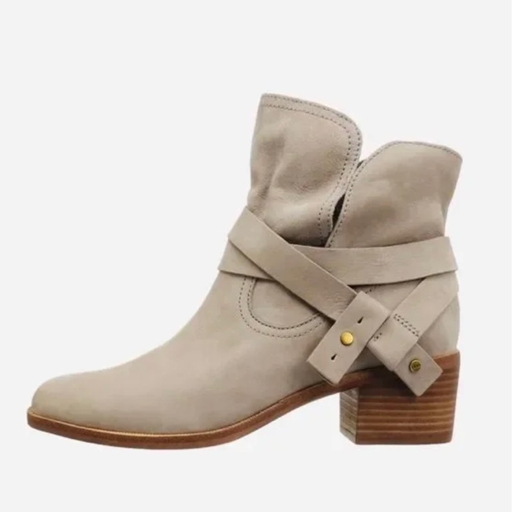 UGG Elora Taupe Nubuck Suede Booties 8.5 Excellent Condition